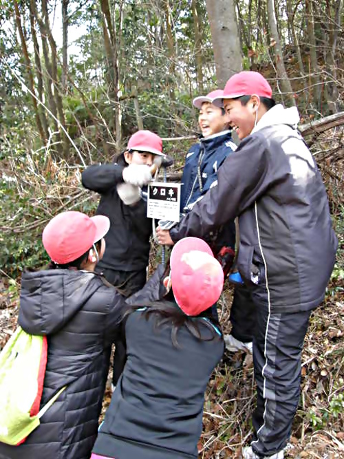 アイキャッチ: 大迫山樹木の名前プレート付け