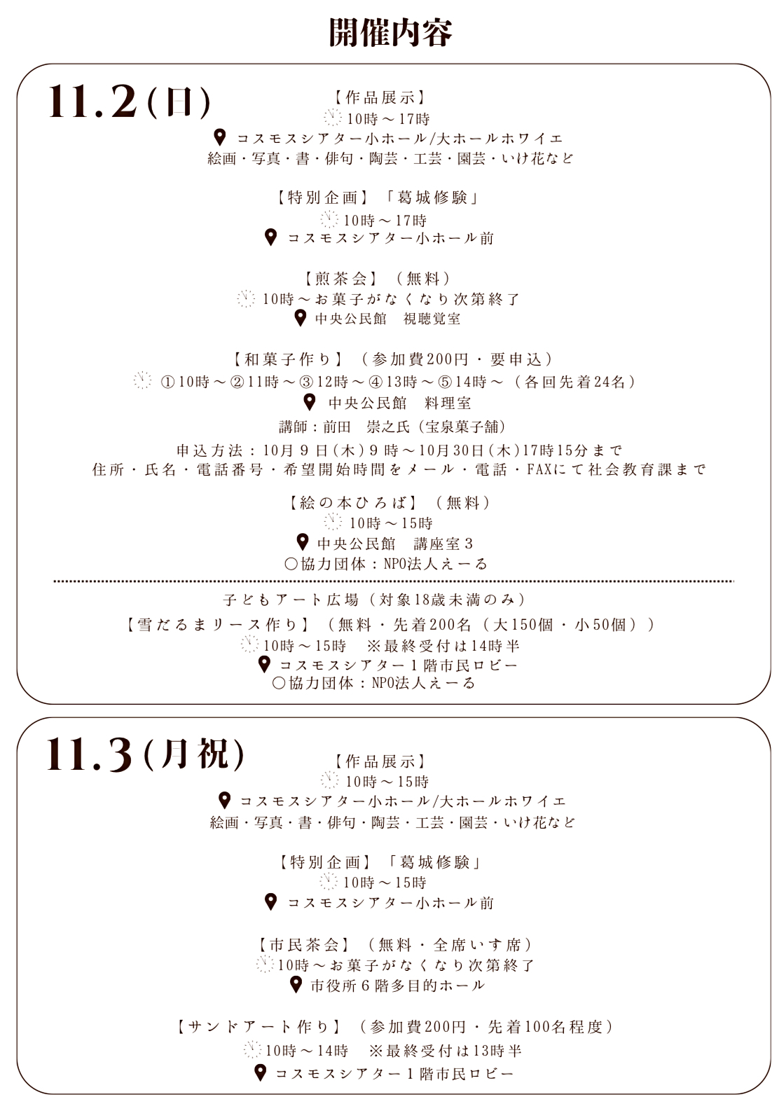 貝塚市市民文化祭　NPO法人えーるも参加するよ！