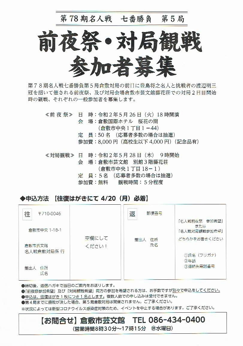 名人戦　　大盤解説会　　倉敷芸文館