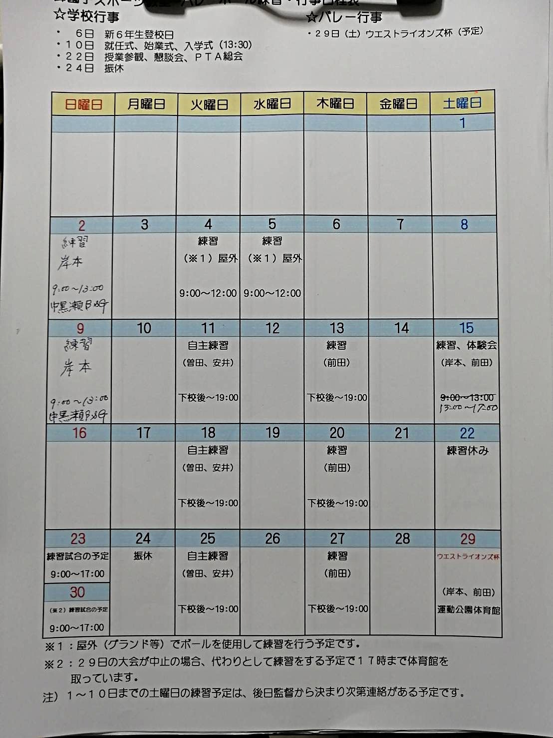 御薗宇スポーツ教室　バレーボールの部