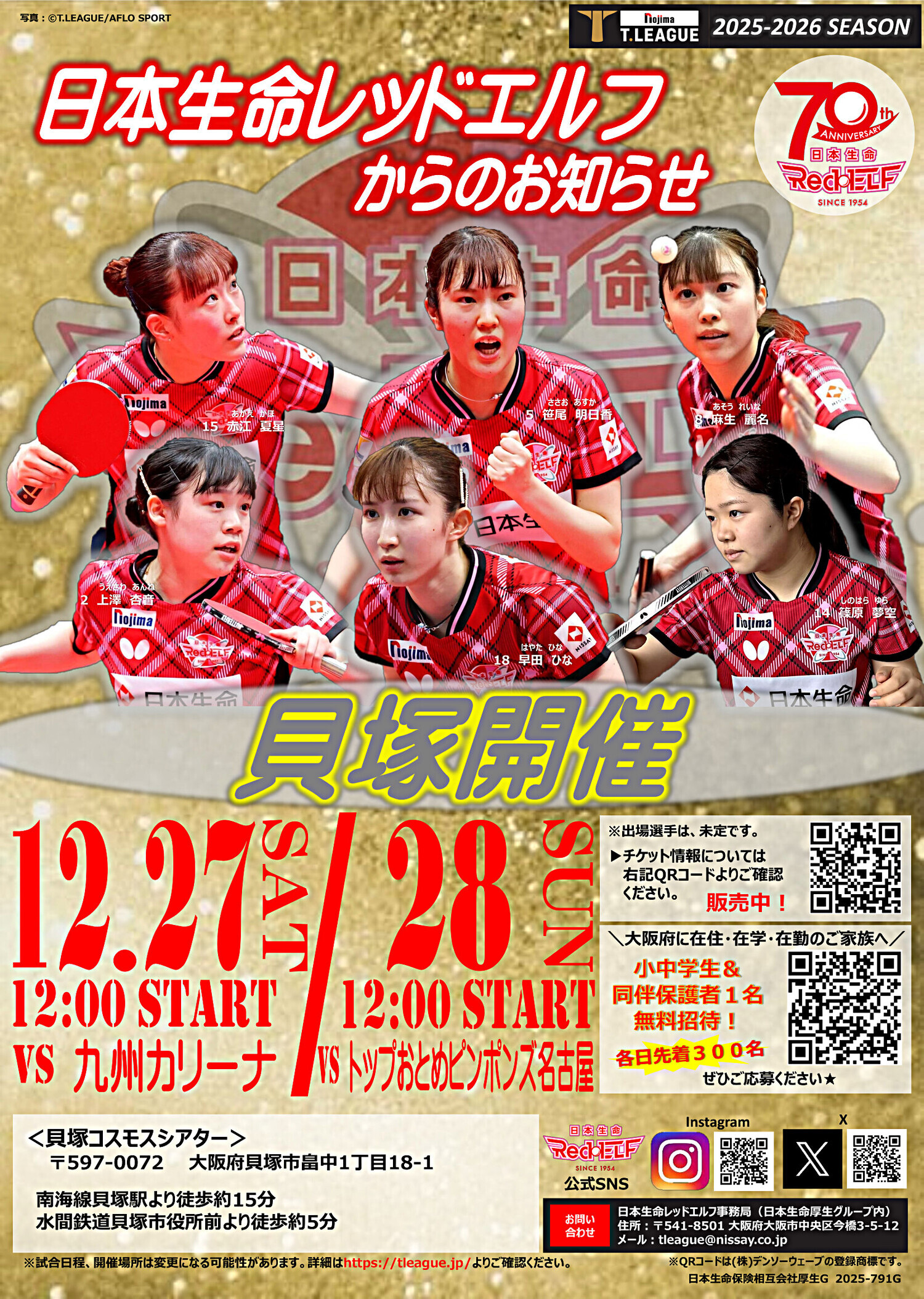 日本生命レッドエルフTリーグ（貝塚開催）
