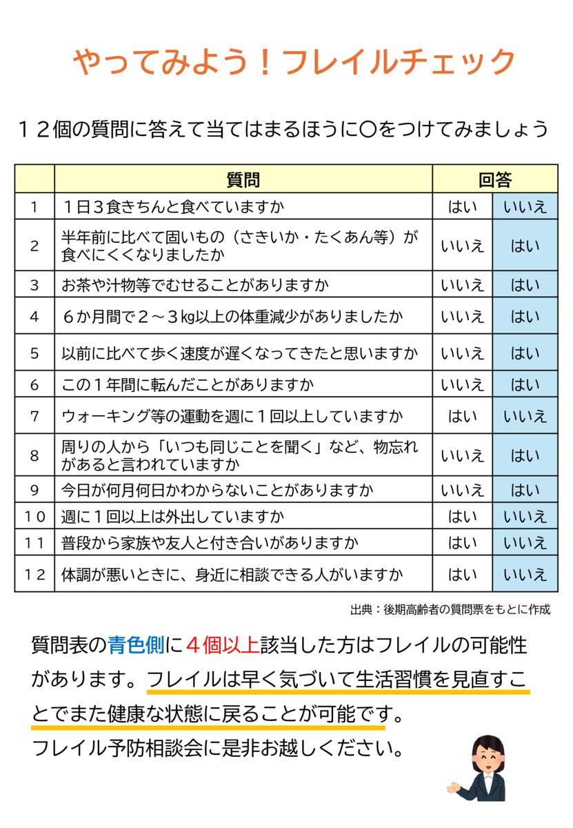 フレイル予防で健康長寿！フレイル予防相談会