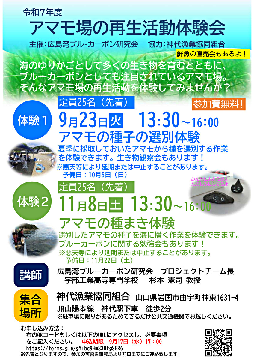 令和7年度 アマモ場の再生活動体験会