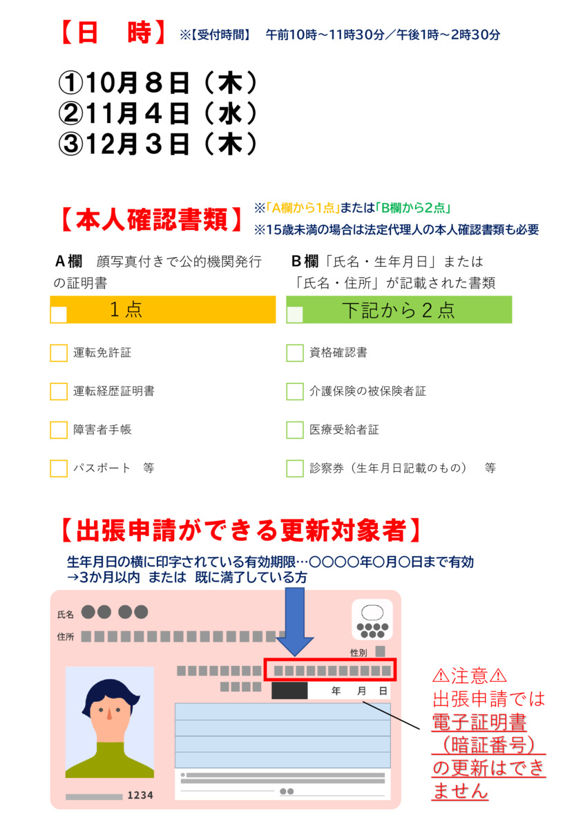 マイナンバーカード出張申請（下増田公民館）