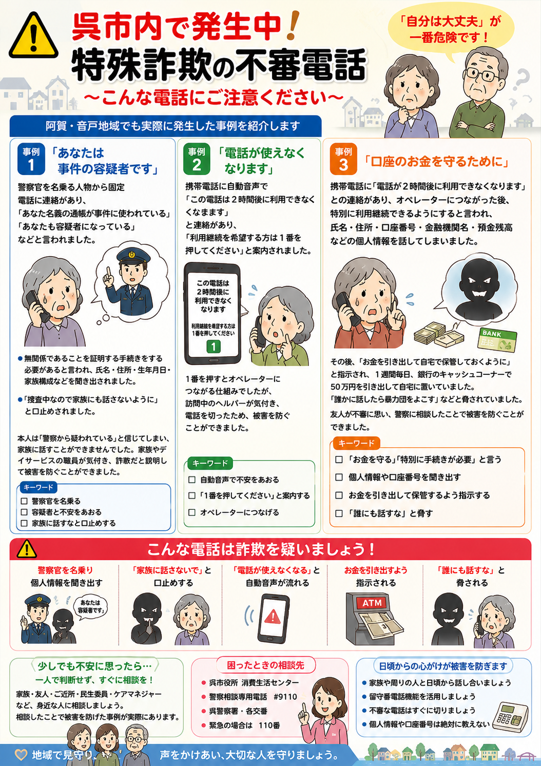 呉市内で発生中！特殊詐欺の不審電話