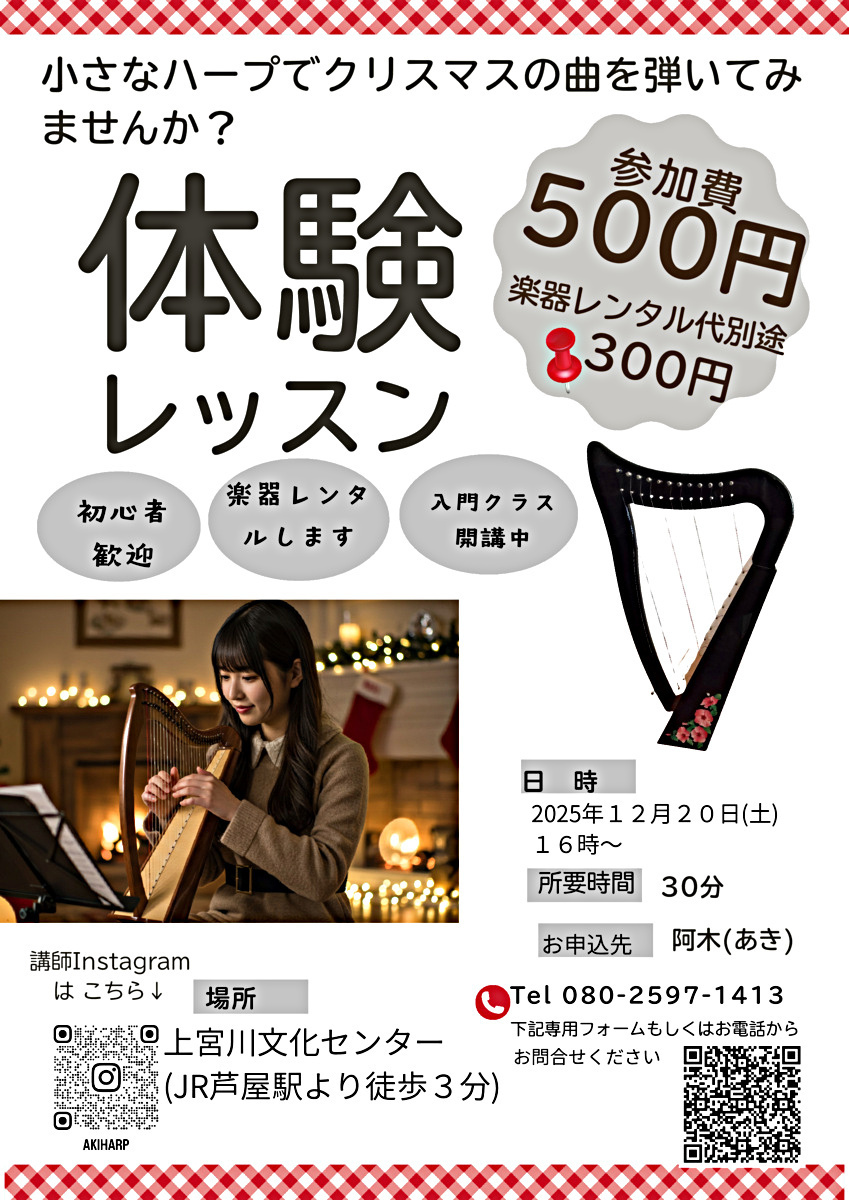 小さなハープ体験会