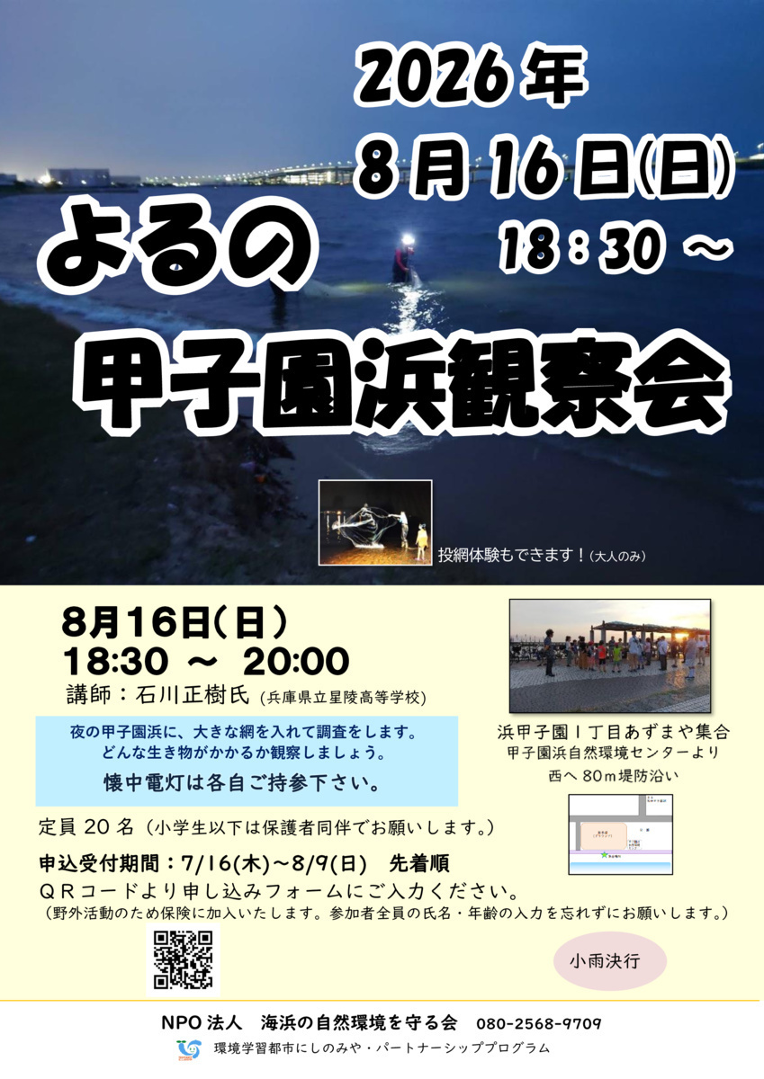 よるの甲子園浜観察会