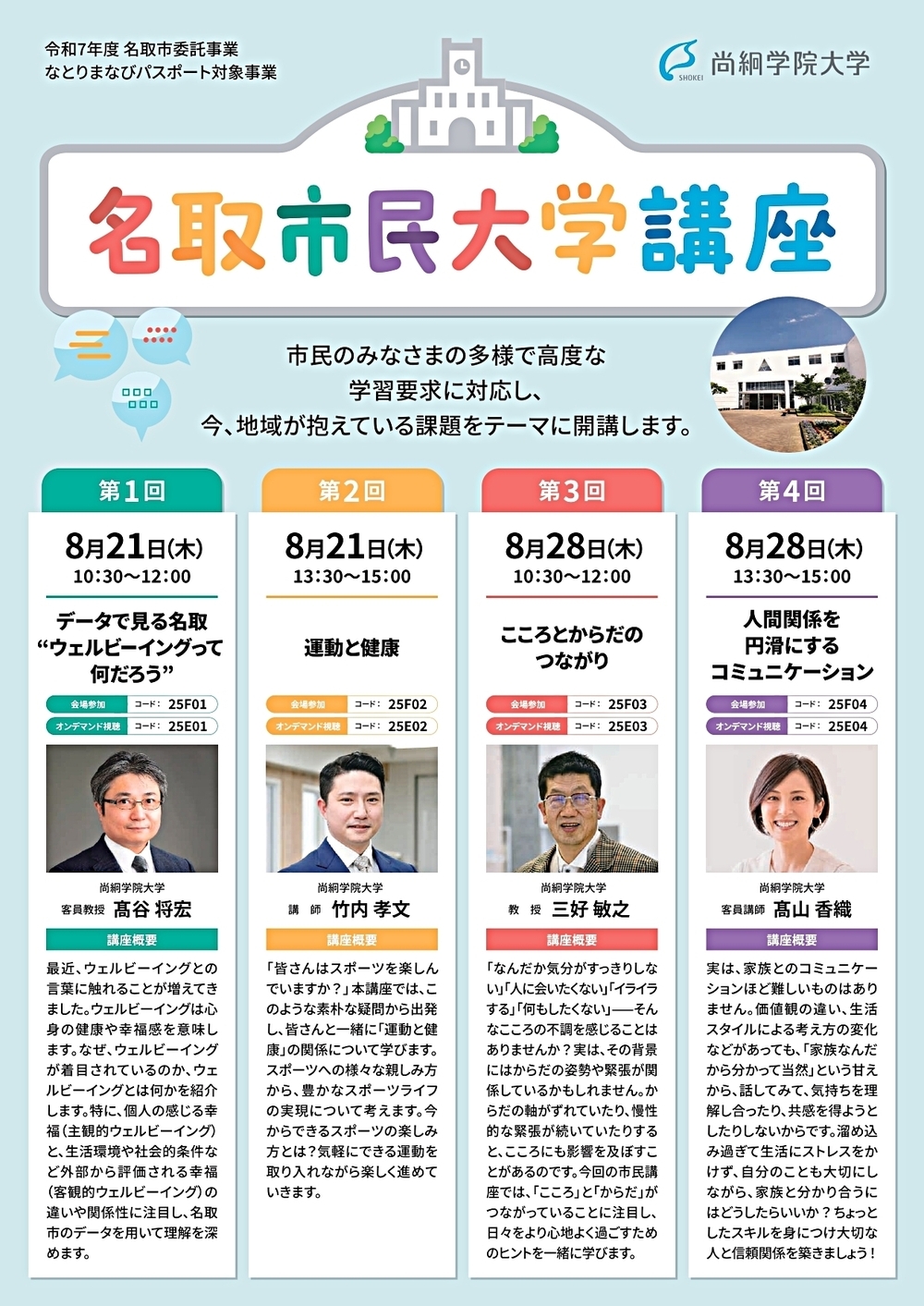 令和7（2025）年度名取市民大学講座