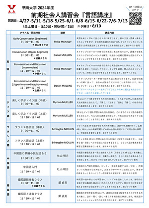 甲南大学2024年度前期社会人講習会『言語講座』