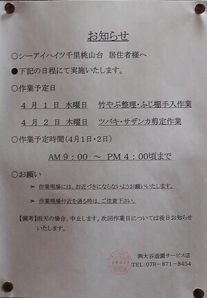 植栽作業のお知らせ