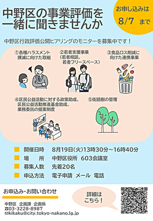 中野区　行政評価　公開ヒアリング