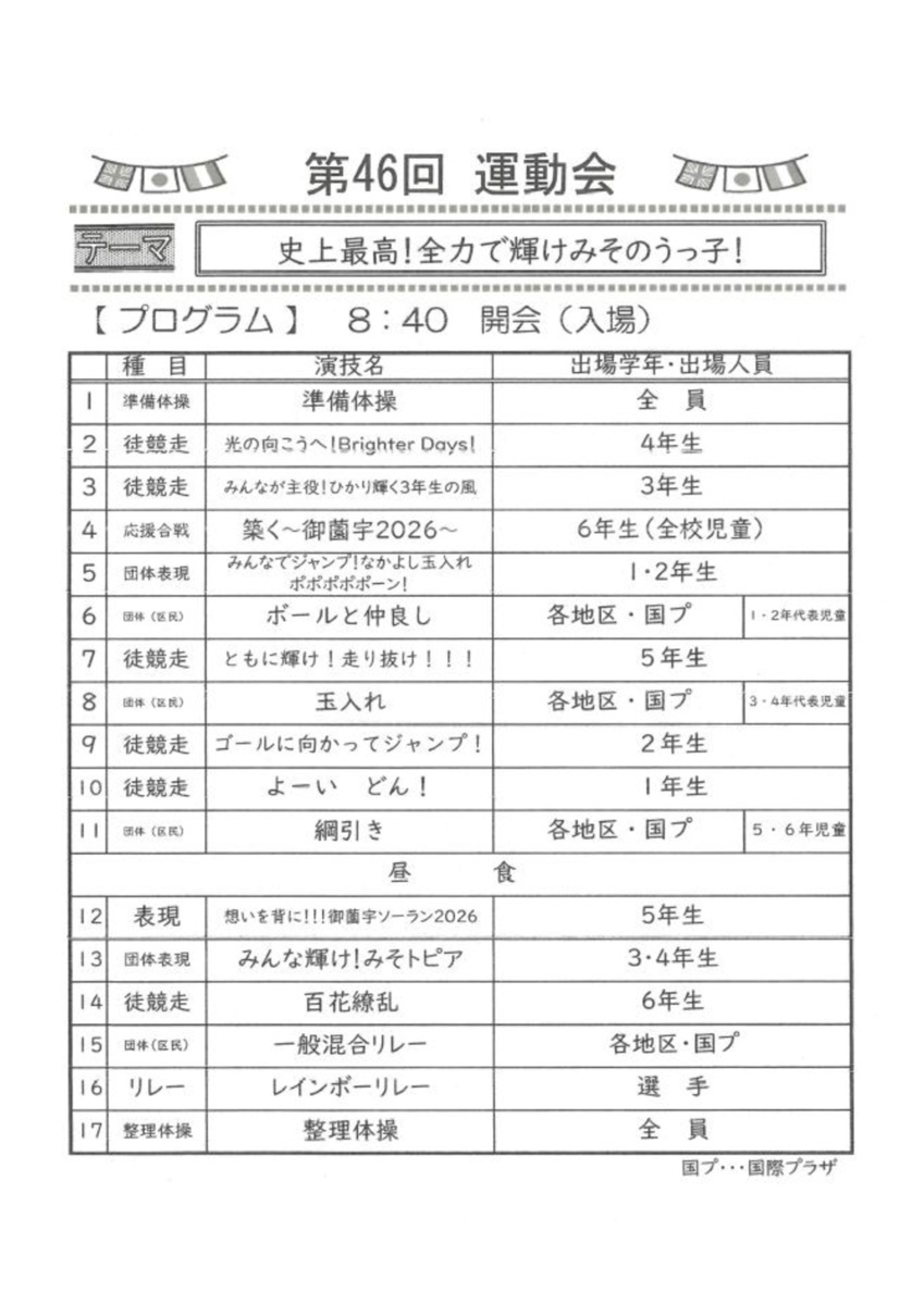第46回御薗宇大運動会・区民運動会プログラム