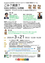 Academia ESPERS 第6回 環境学フォーラム "ごみ？資源？ 日本と世界のゴミ問題 ～食品ロス, プラスチックごみ, e-wasteを考えよう！"